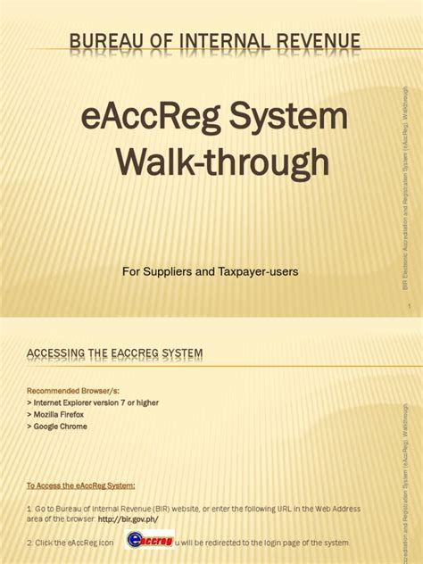 eaccreg|BIR eAccReg System Walkthrough For TP Users .